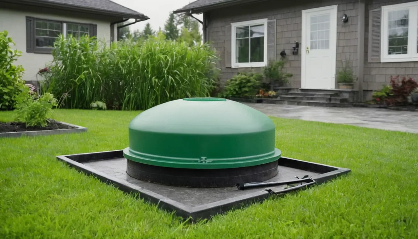 Septic tank access lid in a yard across the Minneapolis area